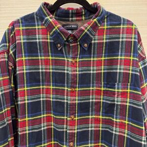 Lands' End Flannel Plaid Button Down Shirt Multicolor 100% Cotton 3XL
